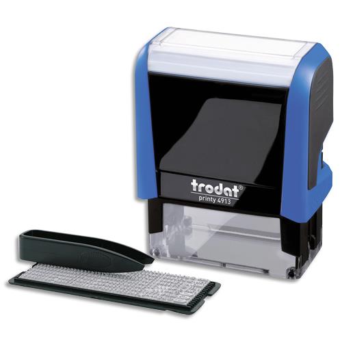 TRODAT Timbre personnalisable 5 lignes - Printy 4913 4.0 Bleu. 2 plaq.compo+1 recharge Noir. Police 3-4mm
