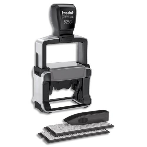TRODAT Timbre personnalisable Professional Line 5253 6 lignes. 2 plaq.compo+1 recharge Noir. Police 3-4mm