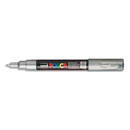 POSCA Marqueur peinture à eau, encre à pigmentation Argent, pointe extra fine PC1MC AR