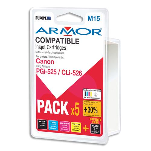 ARMOR compatible Jet d'encre Lot pour CANON PGI-525, CLI-526 BCMY B10177R1 (dont eco-taxe de 0,10 €)