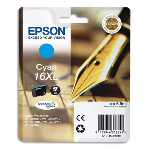 EPSON Cartouche Jet d'Encre DURABrite Ultra Cyan XL ''Stylo à plume'' 16 - C13T16324012 (dont eco-taxe de 0,01 €)