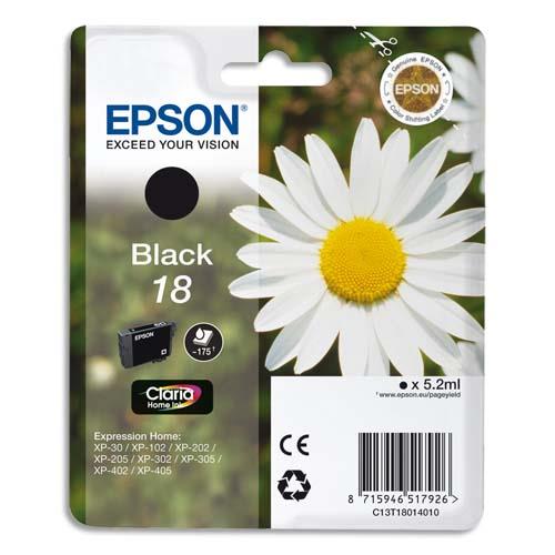 EPSON Cartouche Jet d'Encre Claria Home Noir ''Pâquerette'' 18 - C13T18014012 (dont eco-taxe de 0,01 €)