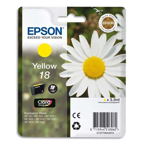 EPSON Cartouche Jet d'Encre Claria Home Jaune ''Pâquerette'' 18 - C13T18044012 (dont eco-taxe de 0,01 €)