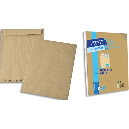 GPV Paquet de 10 pochettes kraft autoadhésif 90g format 229x324 C4