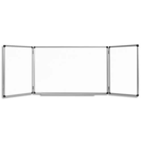 BI-OFFICE Tableau triptyque Blanc laqué, magnétique effaçable à sec, repose-stylos - Format L240 x H90 cm (dont eco-taxe mobilier de 1,25 €)