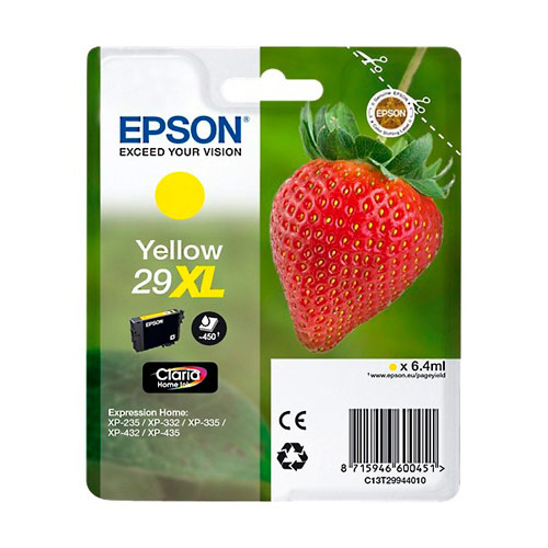 EPSON Cartouche Jet d'Encre Claria Home Jaune XL ''Fraise'' 29 (T2994) - C13T29944012 (dont eco-taxe de 0,01 €)