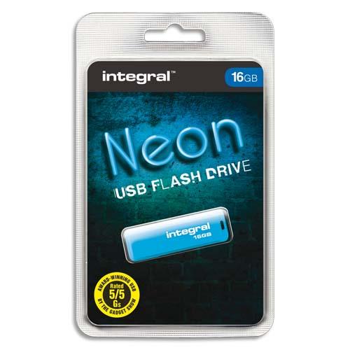 INTEGRAL Clé USB 2.0 NEON 16GB BleuE INFD16GBNEONB (dont eco-taxe de 0,01 €) (dont taxe copie privée de 1,50 €)