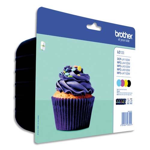 BROTHER Multipack Jet d'encre Cyan/Magenta/Jaune/Noir LC123VALBP (dont eco-taxe de 0,02 €)