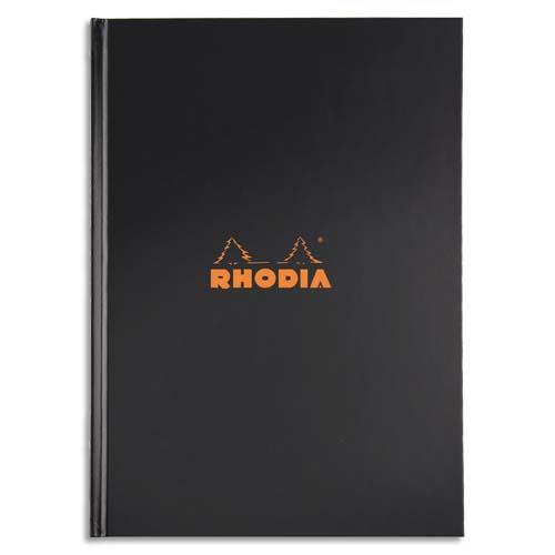 RHODIA Cahier brochure rembordée RHODIActive A4, 192 pages non perforées 5x5. Couverture Noire