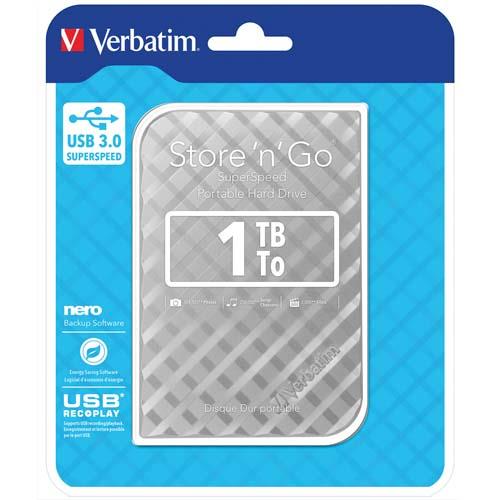 VERBATIM Disque dur 2,5'' USB 3.0 Store'N'Go Style 1To Gris 53197 (dont eco-taxe de 0,05 €) (dont taxe copie privée de 6,00 €)