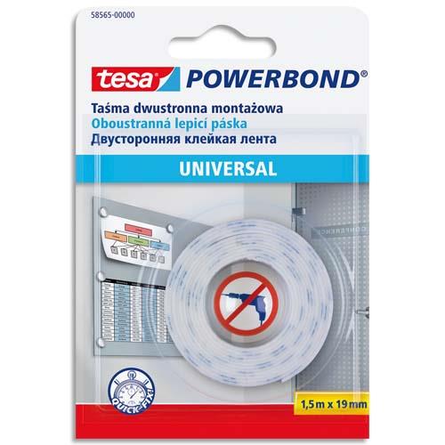 TESA adhésif de fixation double-face universel 19 mm x 1,5 m