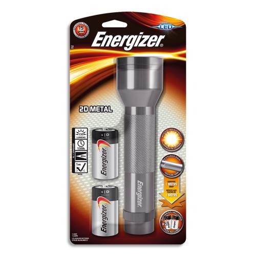 ENERGIZER Torche métal 2D 6 Led Gris autonomie 150 h portée 89 m fournie avec 2 piles D (dont eco-taxe de 0,04 €)