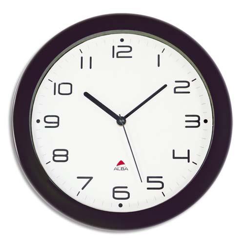 ALBA Horloge murale Hornew silencieuse Noire, pile AA non fournie - Diamètre 30 cm (dont eco-taxe de 0,11 €)