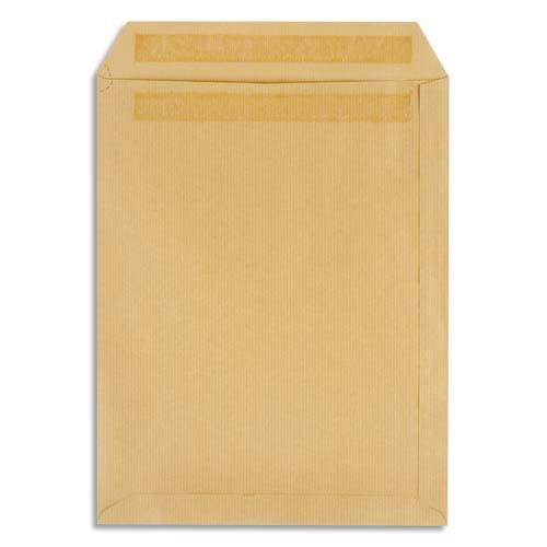 PERGAMY Boîte de 250 pochettes kraft Brun 90g C4 229x324 mm fenêtre 50x100 mm autocollantes