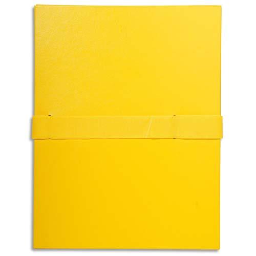 EXACOMPTA Chemise extensible en balacron. Rabat en pied, fermeture par sangle scratch. Coloris Jaune