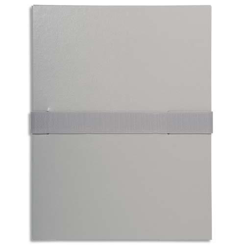 EXACOMPTA Chemise extensible en balacron. Rabat en pied, fermeture par sangle scratch. Coloris Gris