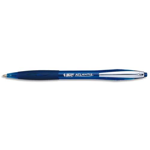 BIC Ecriture Atlantis Soft Stylos-Bille Retractables Pointe Moyenne (1,0 mm) - Encre Bleue