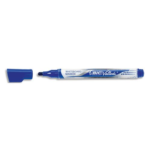 BIC Velleda Ecriture Feutres pour Tableau Blanc Effaçables à Sec Pointe Conique Large - Encre Bleue