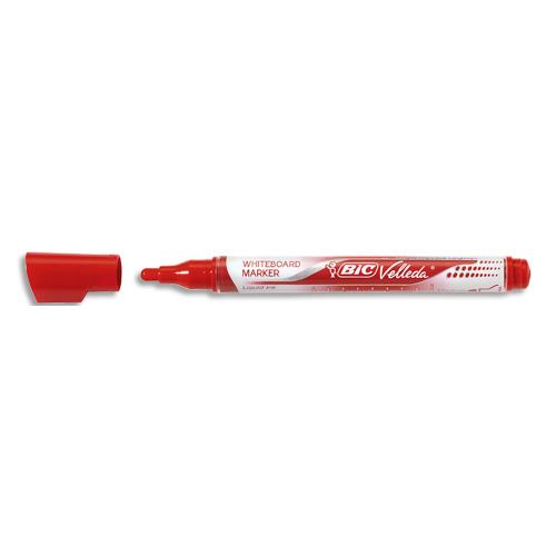 BIC Velleda Feutres pour Tableau Blanc Effaçables à Sec Pointe Conique Large - Rouge