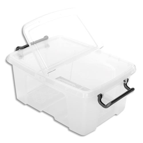 CEP Boîte de rangement Smart Box Strata avec couvercle clipsé dims int.22,1x31,5cm transparent 12L