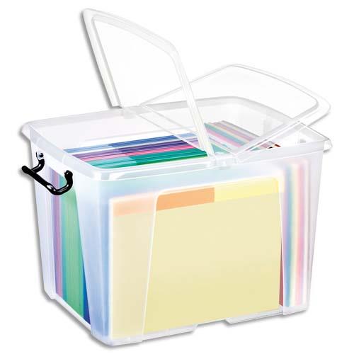 CEP Boîte de rangement Smart Box Strata avec couvercle clipsé dims int.30,3x38,9x30,4cm transparent 40L