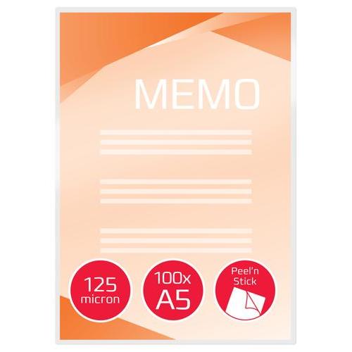 GBC Paquet de 100 Pochettes de plastification/signalisation GBC Peel 'n Stick A5, 2 x 125 microns 3747244