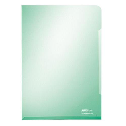 LEITZ Sachet de 100 pochettes-coin A4 en PVC 15/100ème lisse. Coloris vert