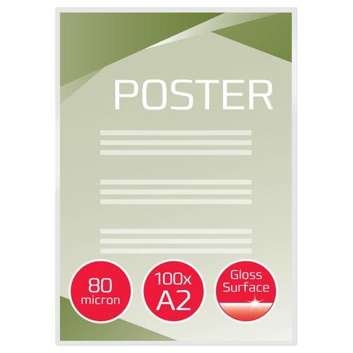 GBC Paquet de 100 Pochettes de plastification GBC A2, 2 x 80 microns, brillantes IB589782