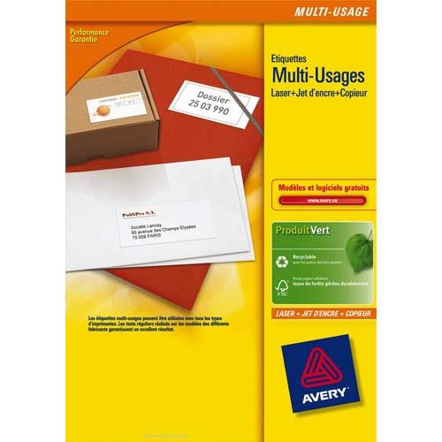 AVERY Boîte de1600 étiquettes Blanches multi usages 105x37mm - pour Laser. Jet d'encre et copieur