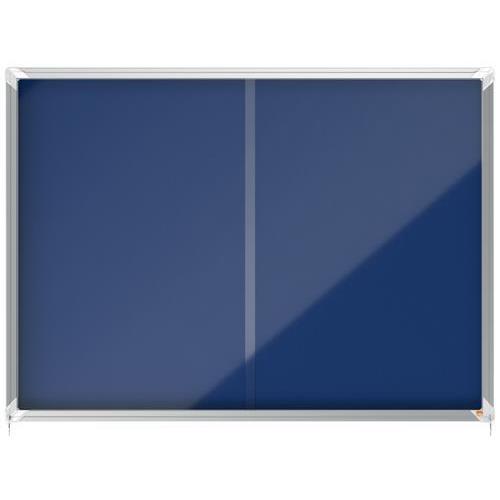 NOBO Vitrine d'affichage porte coulissante Premium Plus - feutre bleu - 18 x A4 - 1915334 (dont eco-taxe mobilier de 4,36 €)
