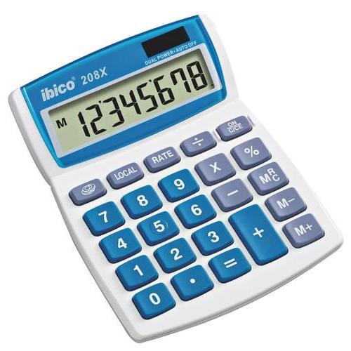 IBICO Blister calculatrice de bureau 208X Écran LCD à 8 chiffres, écran à inclinaison réglable IB410147 (dont eco-taxe de 0,02 €)