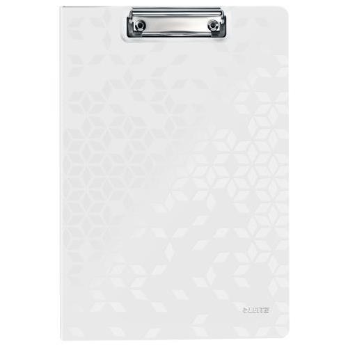 LEITZ Porte-blocs avec rabat WOW A4, capacité 75 feuilles. Dimensions : L22,8xH1,7xP32 cm. Coloris blanc