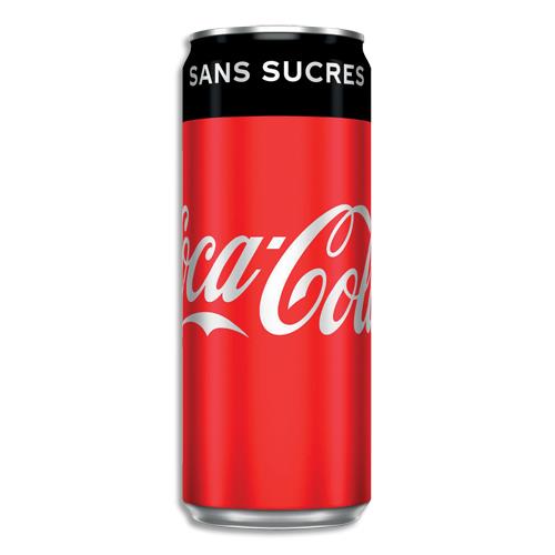 COCA-COLA Zéro canette Slim de boisson gazeuse pétillante sans sucre de 33 cl