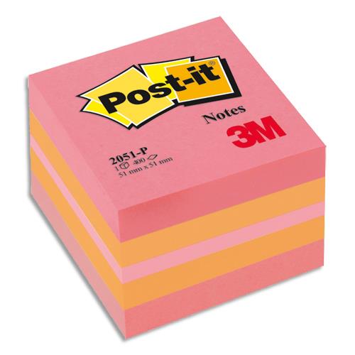 POST-IT Mini cube POST-IT® ''Plaisir'' Rose 400 feuilles 51 x 51 mm