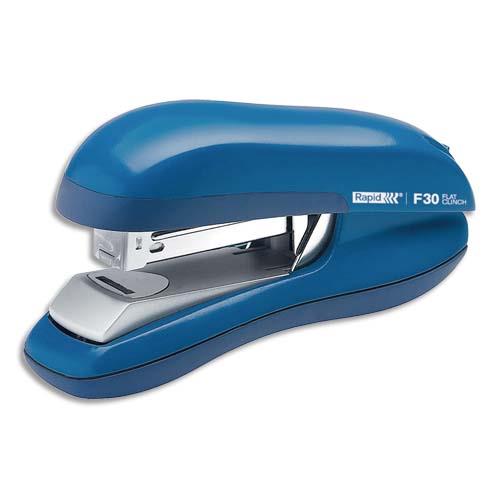 RAPID Agrafeuse de bureau F30 Flat Clinch. Agrafes 24/6 et 26/6. 30 feuilles. Bleu