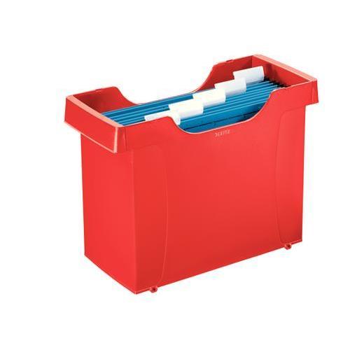 LEITZ Bac de rangement pour dossier suspendu en polystyrène avec poignées de transport. Rouge 19930325
