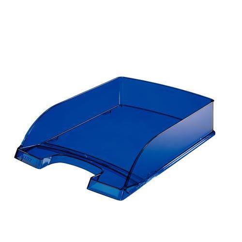 LEITZ Corbeille à courrier Plus. Dimensions (lxhxp) : 36x7x25,5 cm. Coloris Bleu transparent