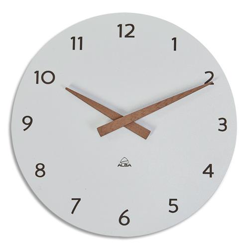 ALBA Horloge murale blanche nature et tendance. Diamètre 30 cm. (dont eco-taxe de 0,06 €)