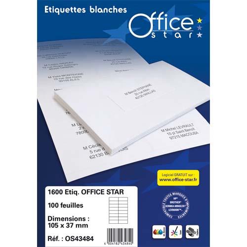 OFFICE STAR Boîte de 800 étiquettes multi-usage Blanches 105x74mm OS43427