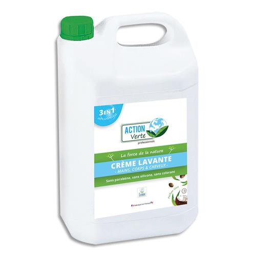 ACTION VERTE Bidon de 5L gel lavant mains, corps, cheveux Ecolabel parfum miel fleur d'oranger