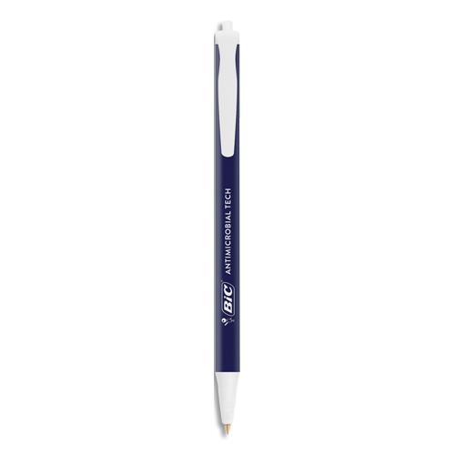 BIC Antimicrobial Tech Stylos-Bille Rétractables Antimicrobiens Pointe Moyenne (1,0 mm) - Bleu