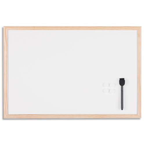 BI-OFFICE Tableau blanc magnétique, surface en acier laqué, cadre en bois de pin. Format 40x30 cm (dont eco-taxe mobilier de 0,12 €)