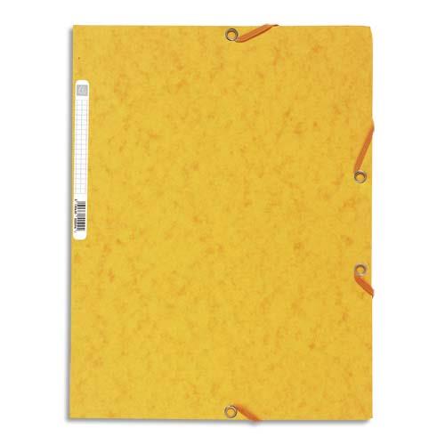 EXACOMPTA Chemise 3 rabats et élastique, en carte lustrée 5/10e, 400gr. Format 24x32cm. Coloris Jaune.