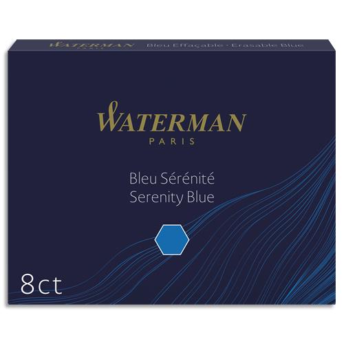 WATERMAN Etui de 8 cartouches longues encre Bleue sérénité