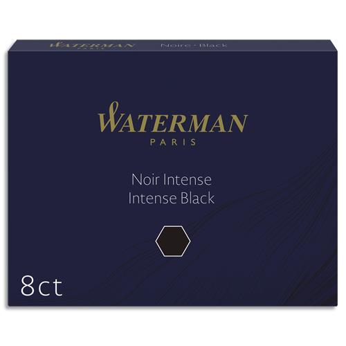 WATERMAN Etui de 8 cartouches longues encre Noire intense