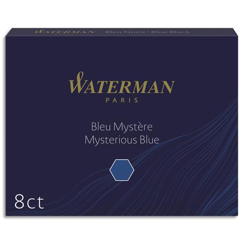 WATERMAN Etui de 8 cartouches longues encre Bleue mystère