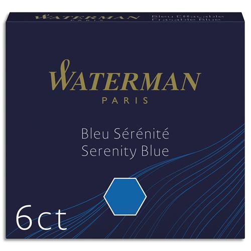 WATERMAN Etui de 6 mini cartouches encre Bleue sérénité