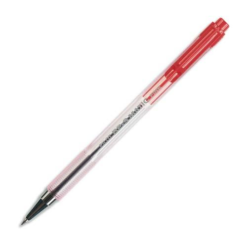 PILOT Stylo bille rechargeable pointe fine rétractable encre Rouge corps plastique cristal BPS-MATIC