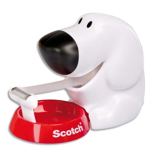 SCOTCH Dévidoir forme Chien + 1 rouleau adhésif Magic 19mm x 7,5m. Livré en Boîte transparente