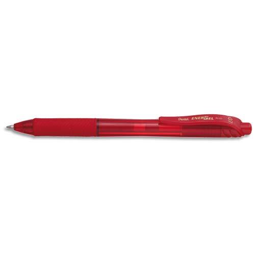 PENTEL Roller encre gel rétractable Energel X, Pointe 0,7 mm, Rouge